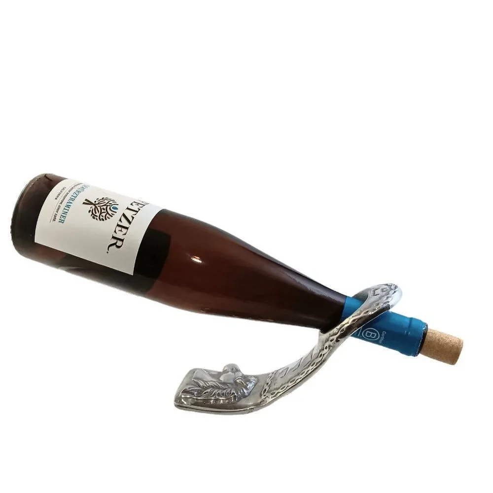 Pewter Horse Wine Bottle Holder Suspended Gravity Balancing
